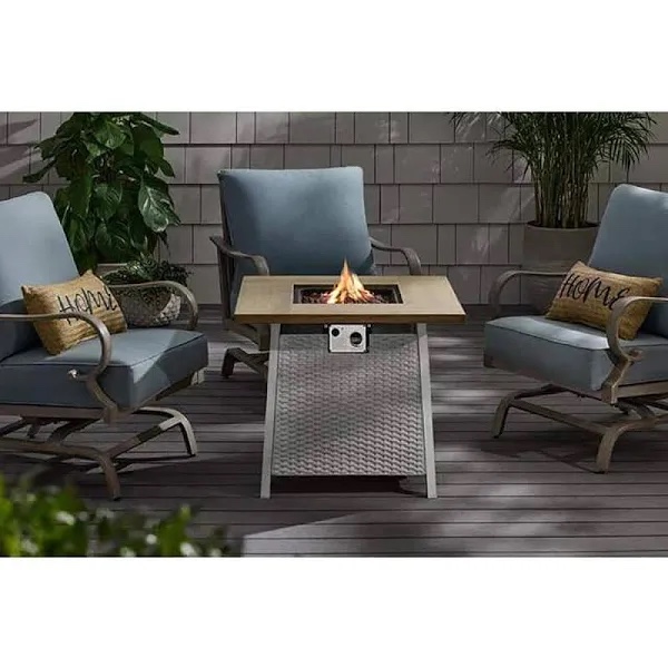 Tucson 30 in. W 50000 Btu Black Steel Propane Outdoor Fire Pit with Lava Rocks