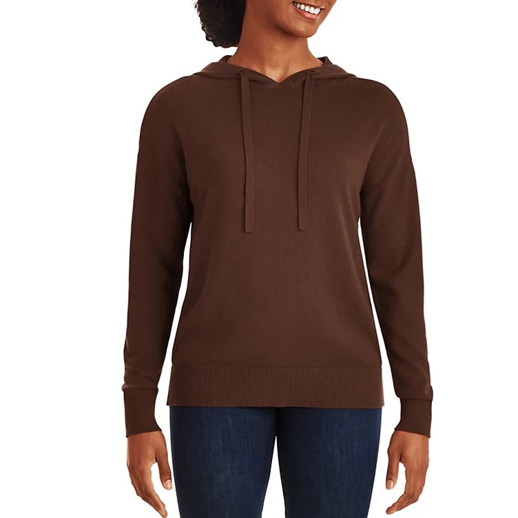 Member's Mark Ladies Cashmere Blend Hoodie, Chocolate Brown, Medium 