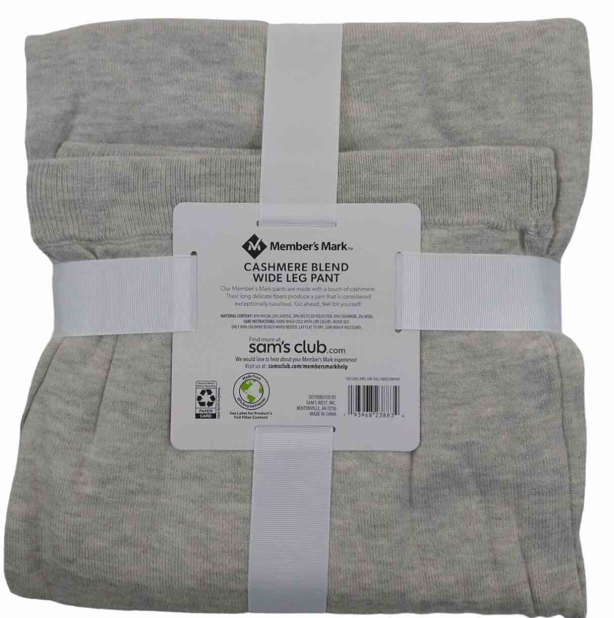 Members Mark Luxury Cashmere Blend Wide Leg Pants gray size XXL 