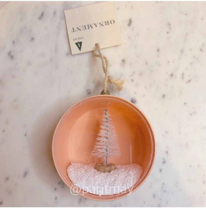 Target Bullseye White Christmas Tree in Pink Circle Ornament 3" 