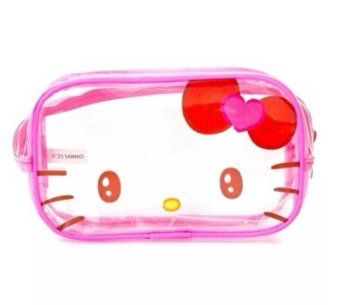 Assorted Items Of Hello Kitty Clear Pink Face Pencil Pouch
