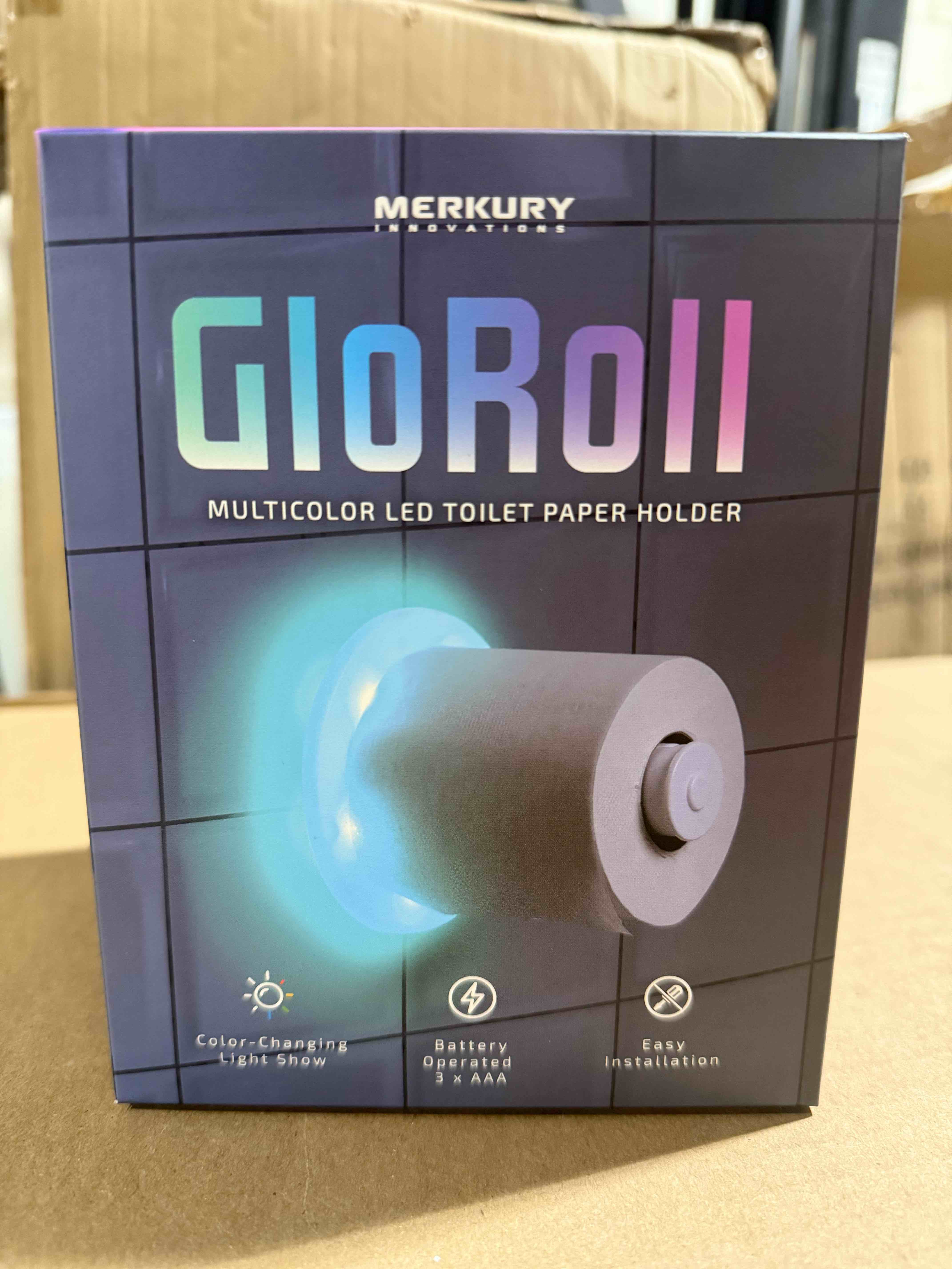 GloRoll multicolor LED toilet paper holder