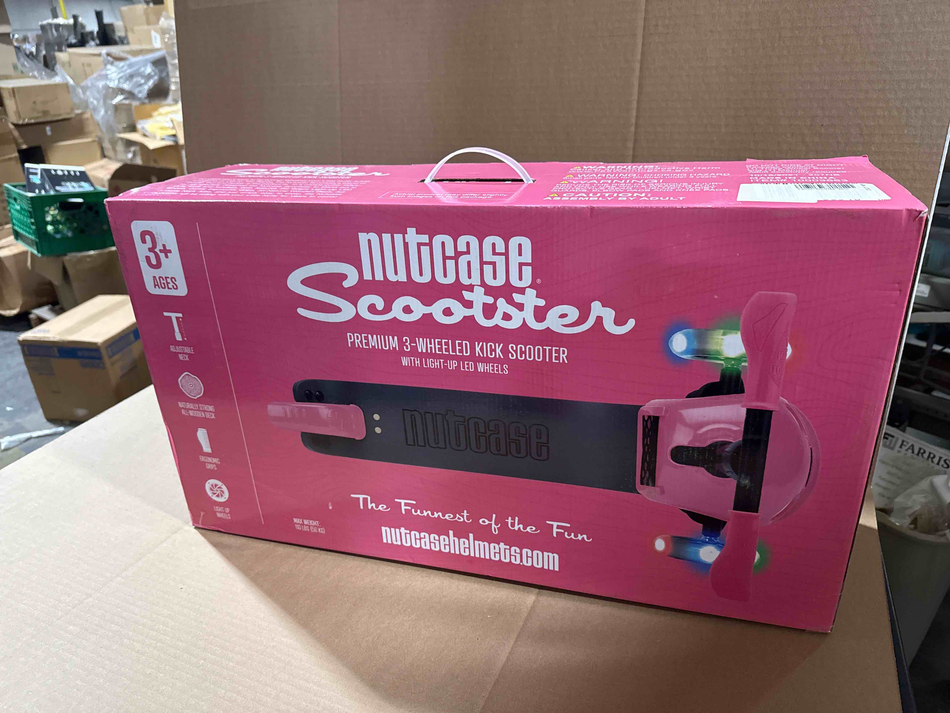 Condition photo showing Brand New for Nutcase, 3-Wheel Scooter with Adjustable Height Settings and Light Up Wheels, Berry