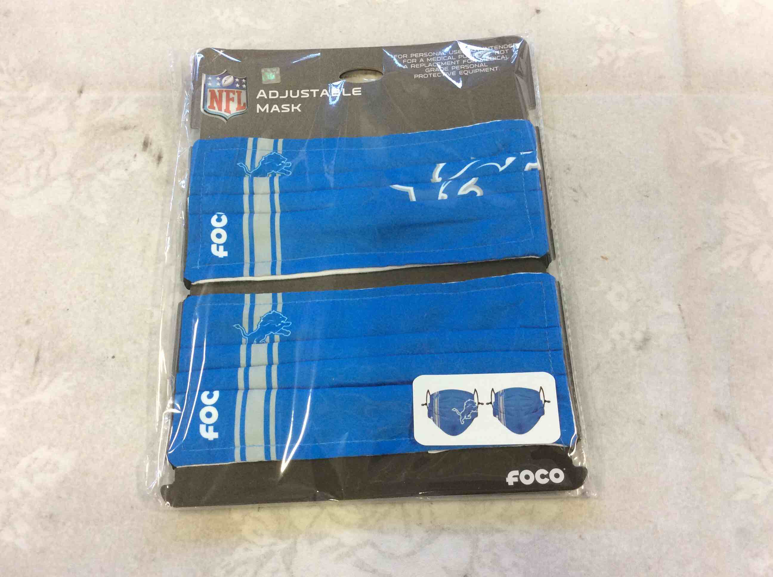NFL Adjustable mask foco blue- 2pk 