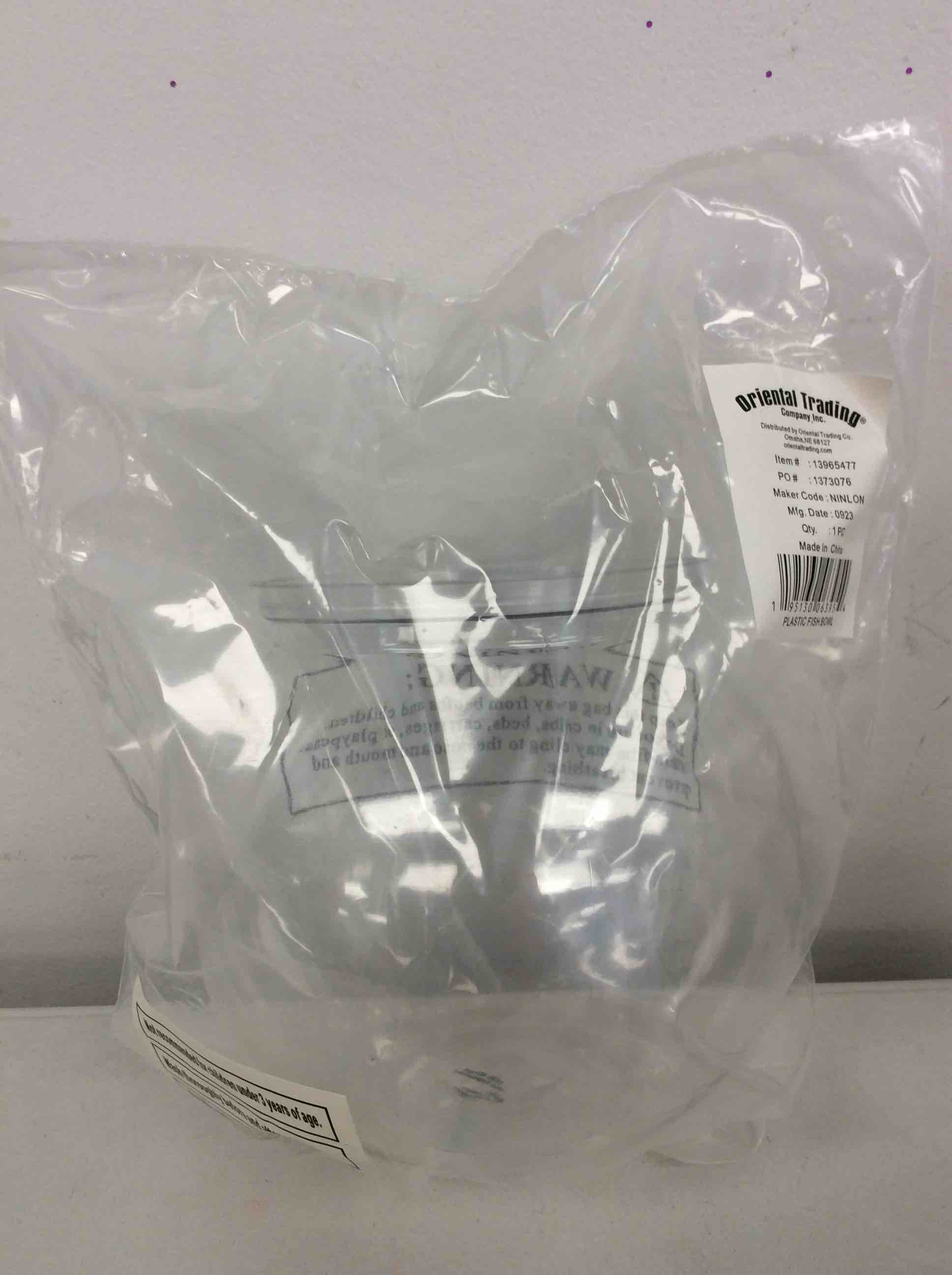 Condition photo showing New/Like New for fun express clear plastic fish bowl, 1 piece | versatile party decor, birthday parties events & creative displays, perfect for centerpieces favors & themed decorations