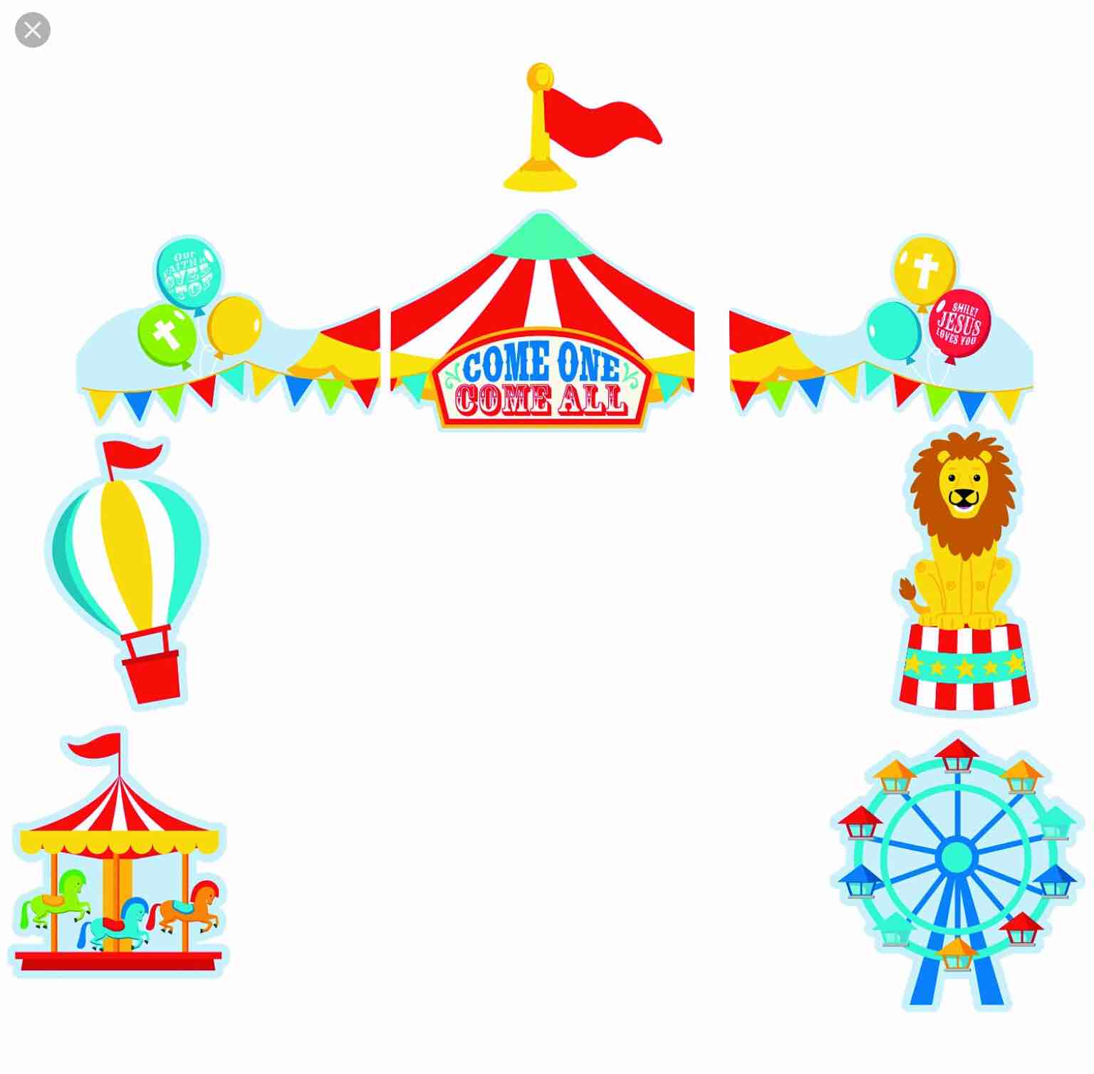 Condition photo showing New/Like New for fun express faith carnival trunk or treat decorating kit