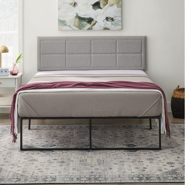 Wincastle Box-Tufted Upholstered King Headboard, Adjustable Height In Medium Gray 
