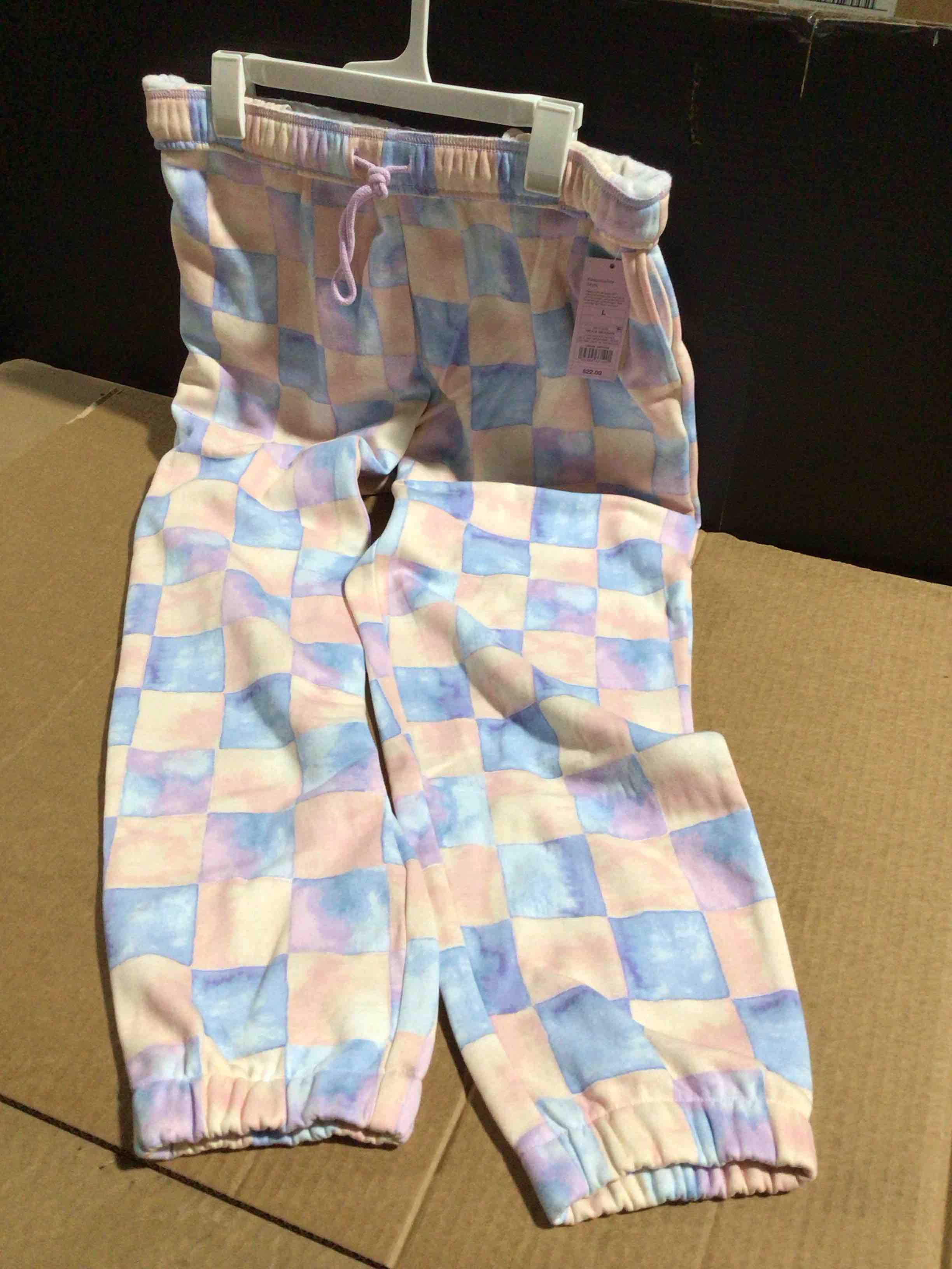 Condition photo showing Brand New for High-Rise Fleece Sweatpants - Wild Fable Blue Check L