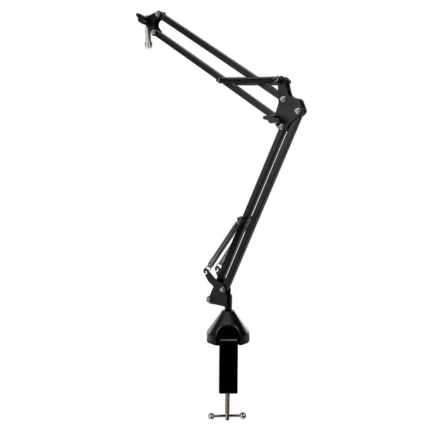 FocusProAudio Boom Arm Microphone Stand for Podcasts Studio Recording Radio Broadcast and Gaming Microphone Desk Stand with 360-Degree Rotation Black Microphone Stand with 5/8-Inch Screw Adapter