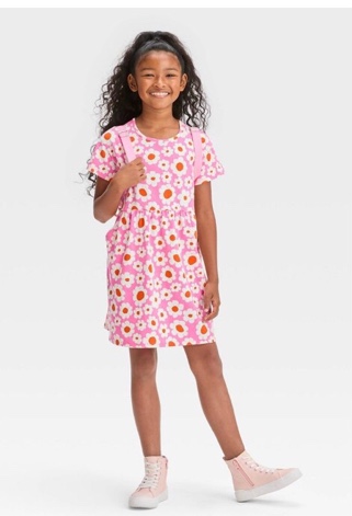 Assorted Girls' Relaxed Fit Short Sleeve Knit Dress - Cat & Jack™ XS-Large.Case Pack of 11.