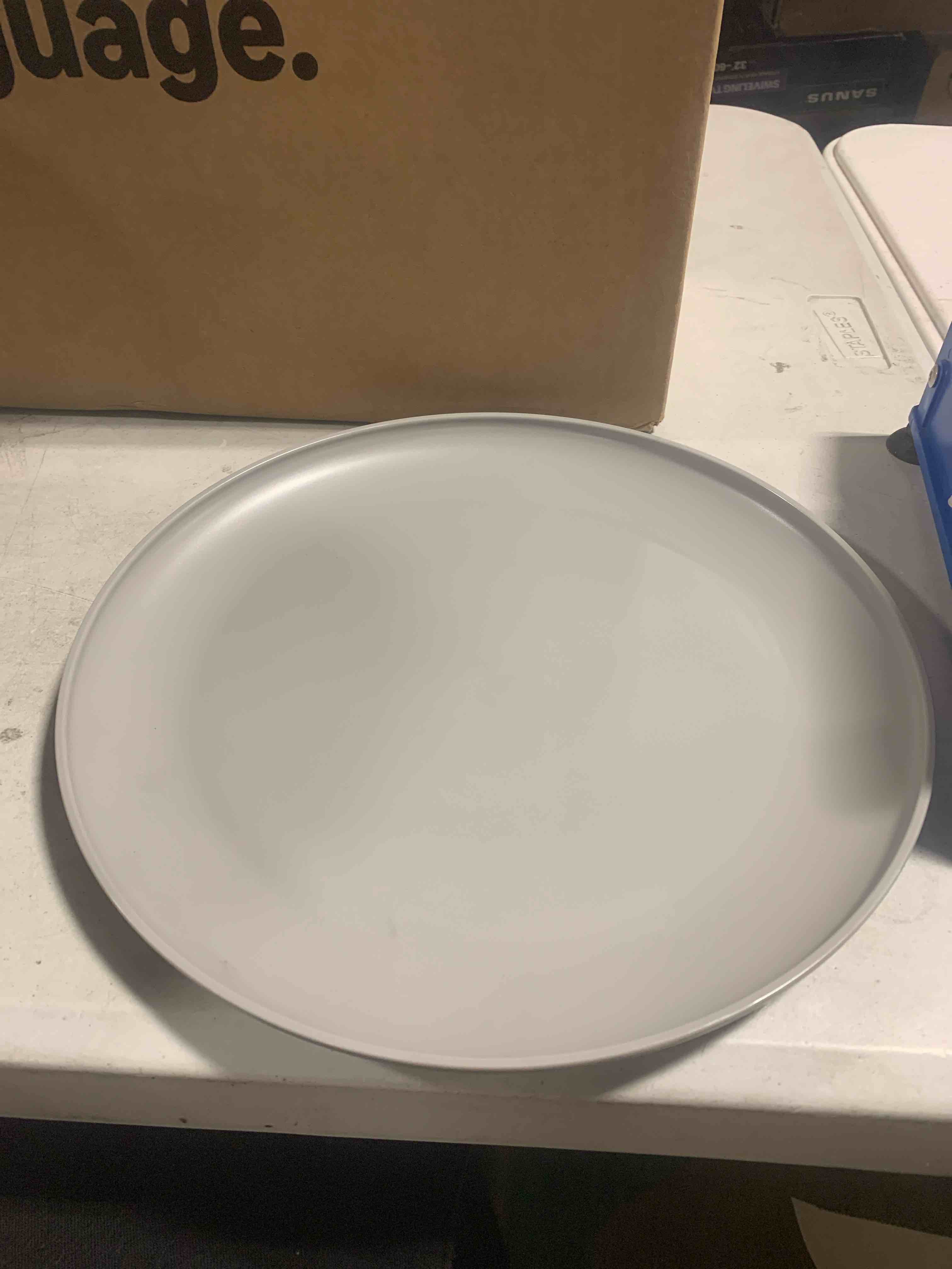 Condition photo showing New/Like New for 10.5" Plastic Dinner Plate Light Gray - Room Essentials™: Microwave & Dishwasher Safe, Recycled Material