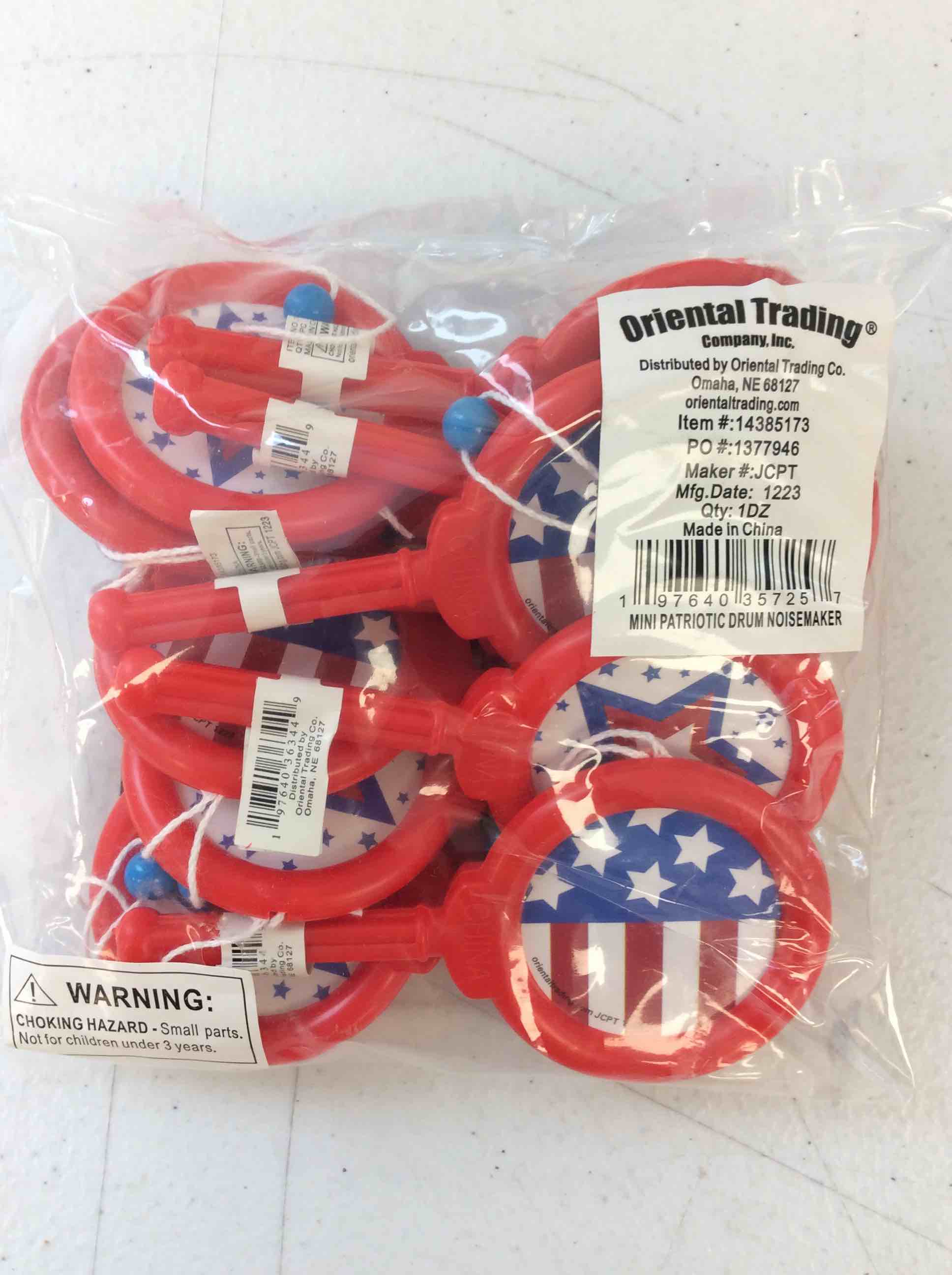 Condition photo showing New/Like New for fun express mini patriotic spin drums - 12 pc