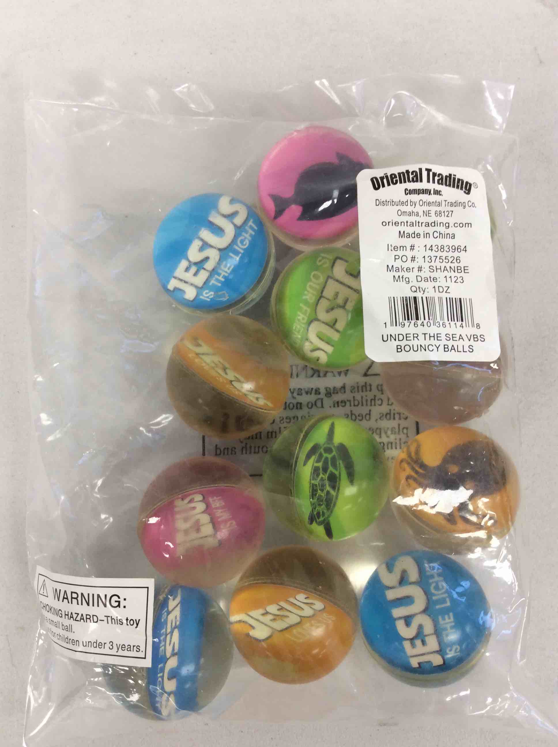 Condition photo showing New/Like New for fun express mini under the sea vbs bouncy balls - 12 piece, vacation bible school 2024