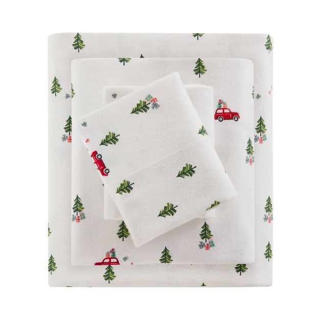 Full Christmas Flannel Sheet Set Set Snowy Village - Wondershop™