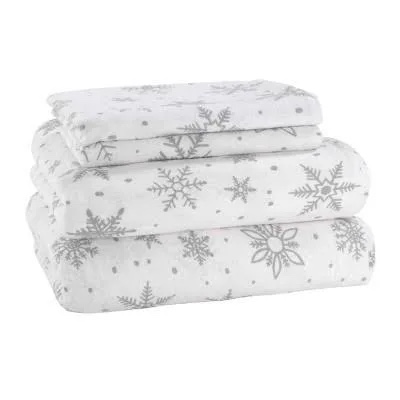 Twin Christmas Flannel Sheet Set Ivory Snowflake - Wondershop™