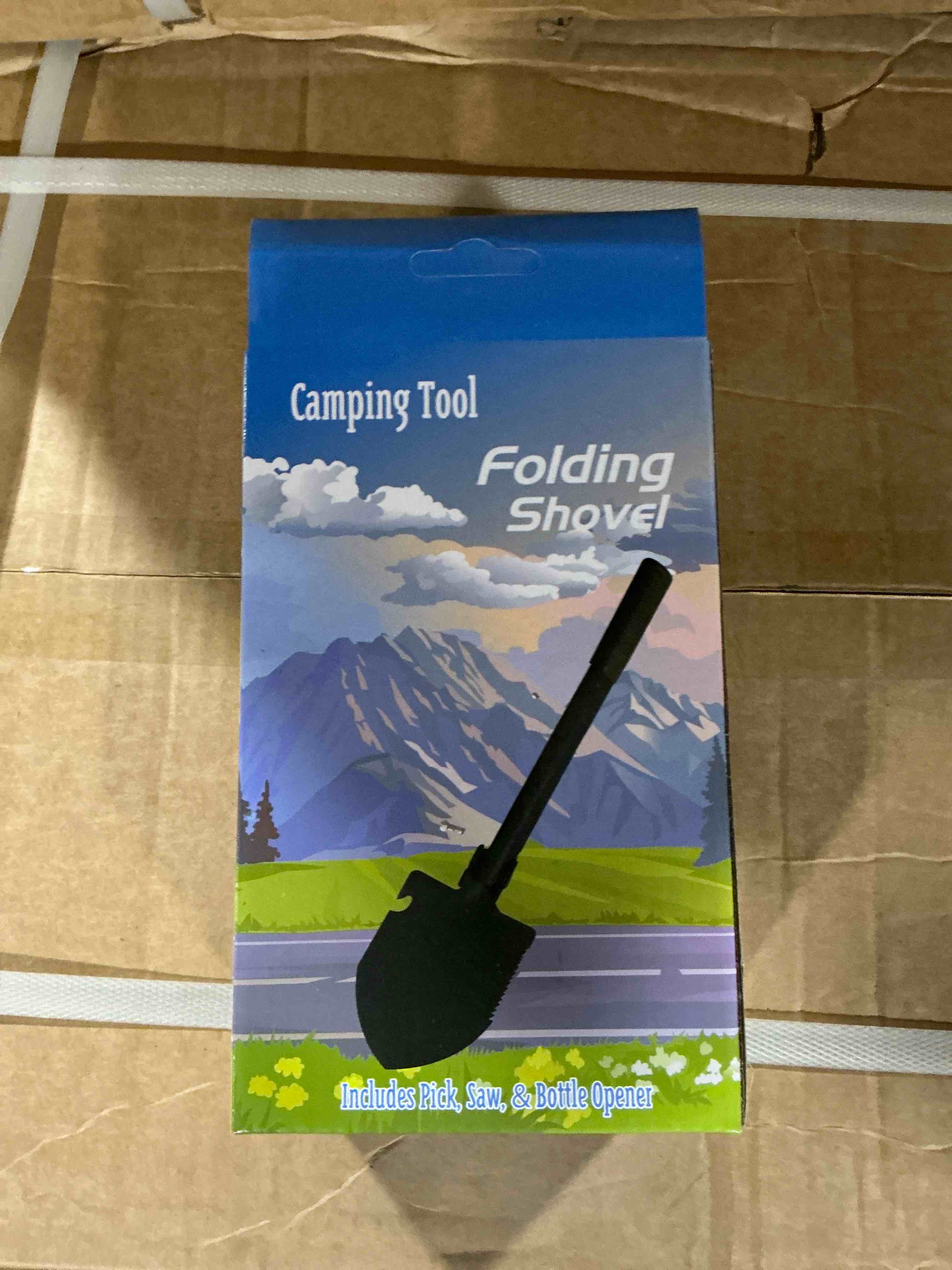camping tool folding shovel includes Pick and bottle opener
