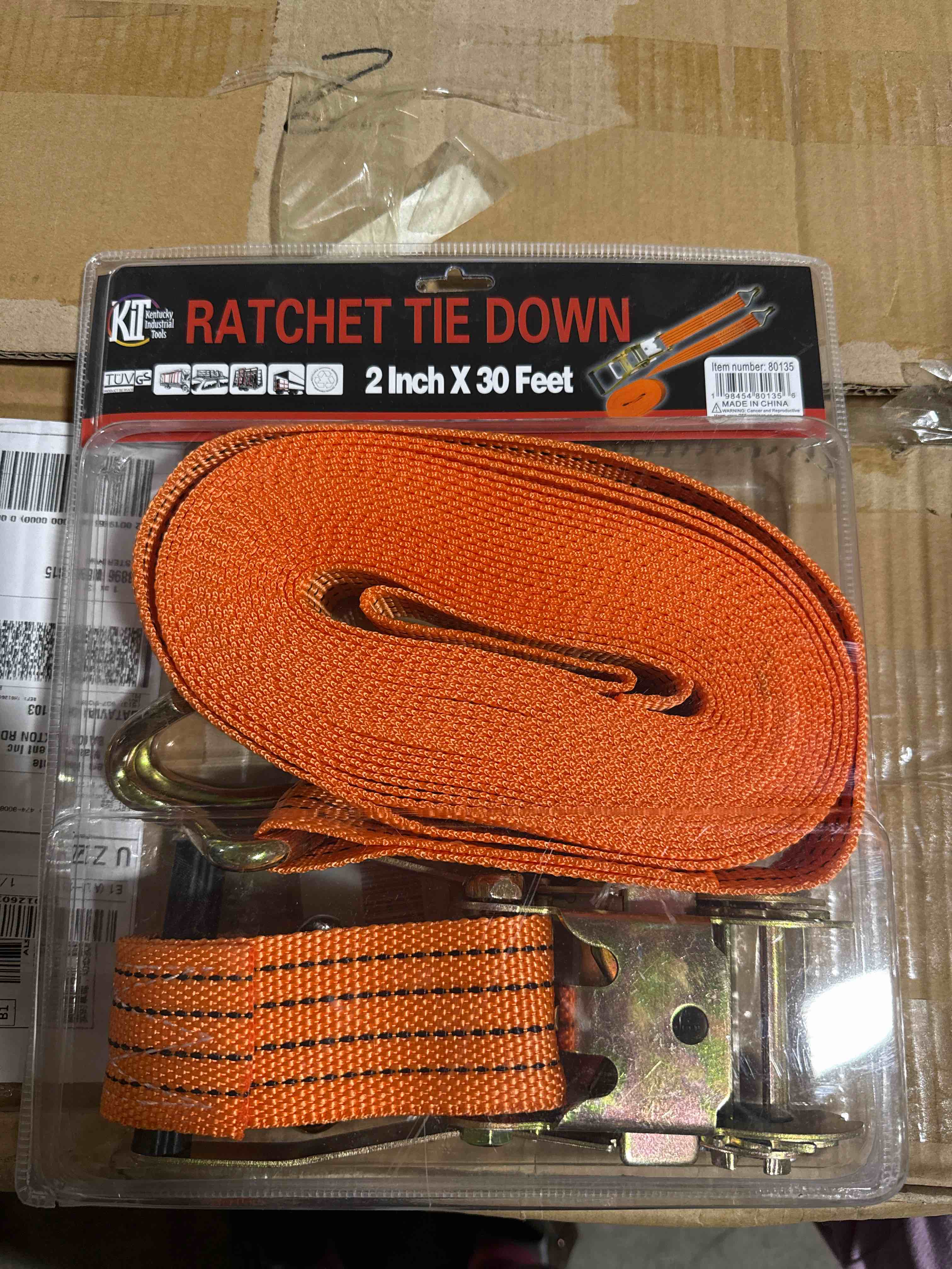 Condition photo showing Brand New for 2” x 30’ ratchet tie down