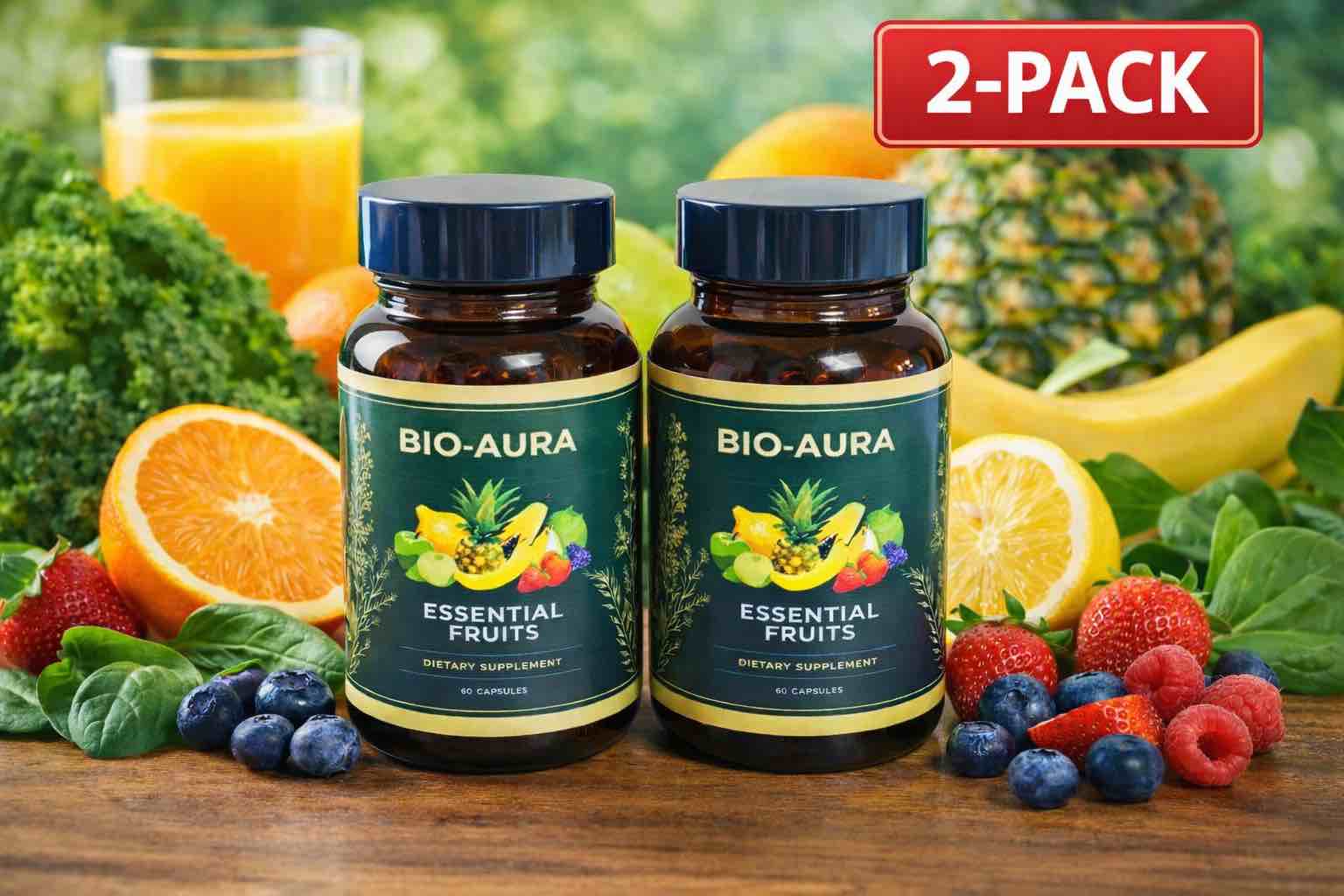 2 pack BIO-AURA essential fruit 60 capsules
