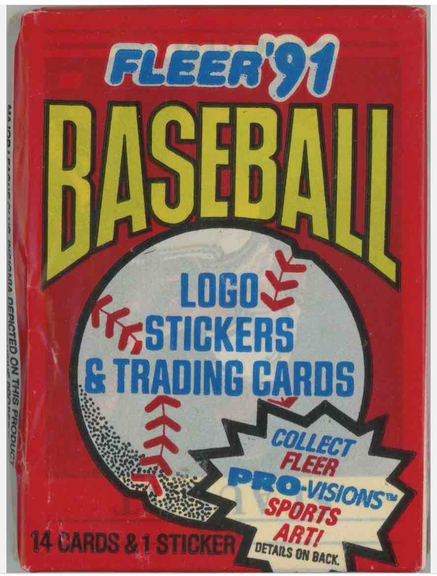 UNOPENED 1991 FLEER BASEBALL WAX PACK - POSSIBLE RYAN, BONDS/GRIFFEY JR, GWYNN, MATTINGLY