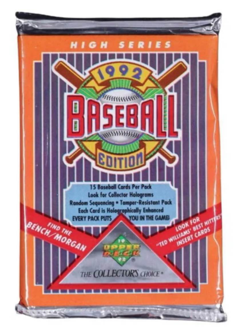 UNOPENED 1992 UPPER DECK BASEBALL HIGH SERIES WAX PACK “FIND THE BENCH/MORGAN” 