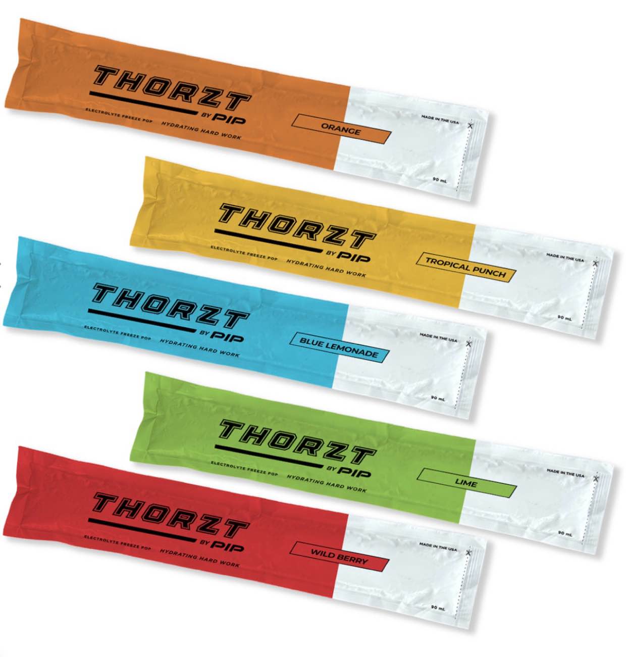 THORZT Assorted Flavor Electrolyte Freeze Pops, 3 fl. oz., 30 Tubes/Bag, 5 Bags/Carton (ICEMIX) - 150 per box total