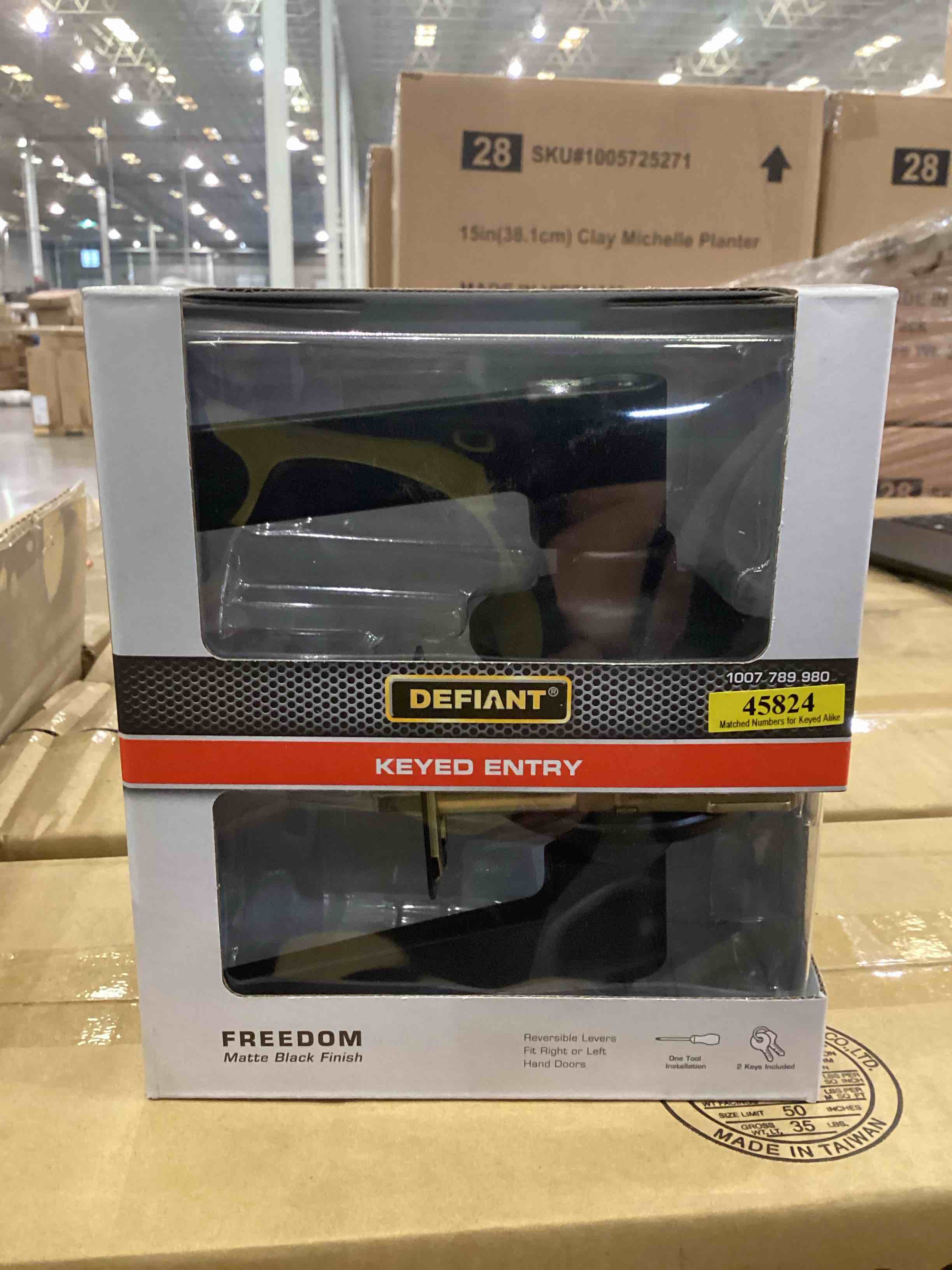 CASE of 6 DEFIANT FREEDOM ENTRY LEVER MATTE BLACK FINISH 