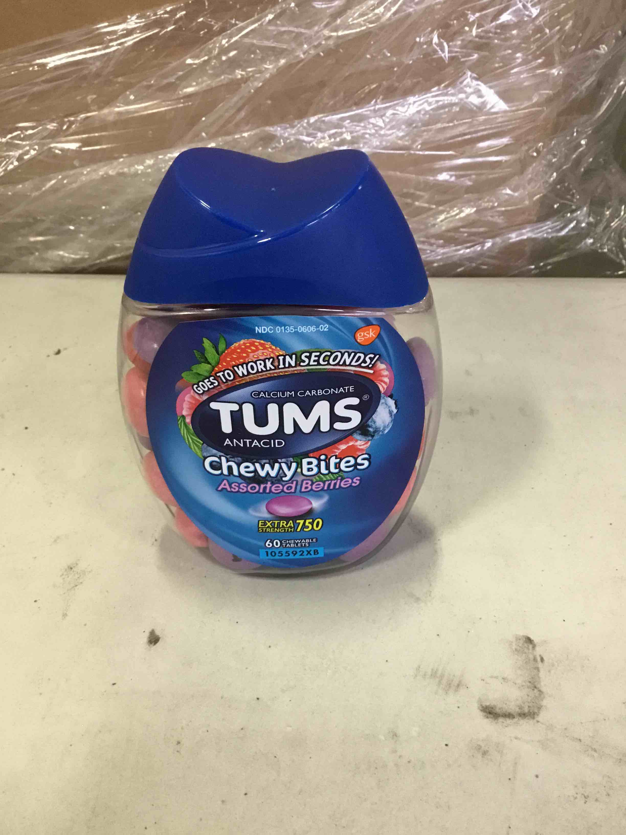 Condition photo showing New/Like New for TUMS Chewy Bites Antacid Tablets for Chewable Heartburn Relief and Acid Indigestion Relief, Assorted Berries - 60 Count