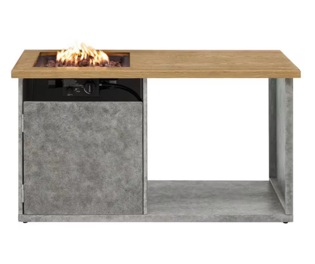 Soho 22.05 in. W 45000 Btu Brown Steel Propane Outdoor Fire Pit Table with Lava Rocks