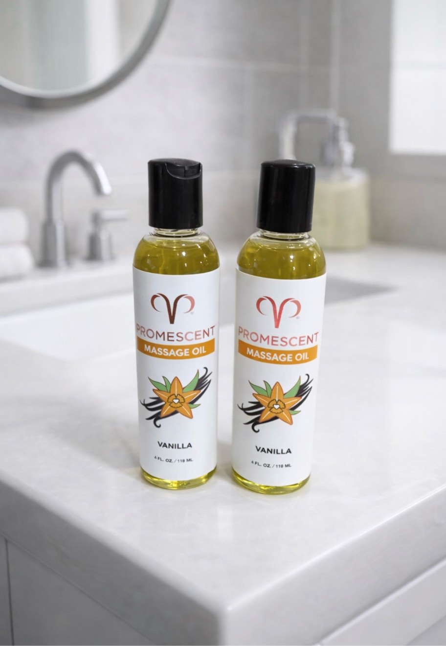 Promescent Massage Oil for Massage Therapy, Massage Oils for Date Night, Premium Body Oil for Men & Women to Relieve Stress & Sore Muscles, Essential Oils for Skin (4 oz) (Vanilla)