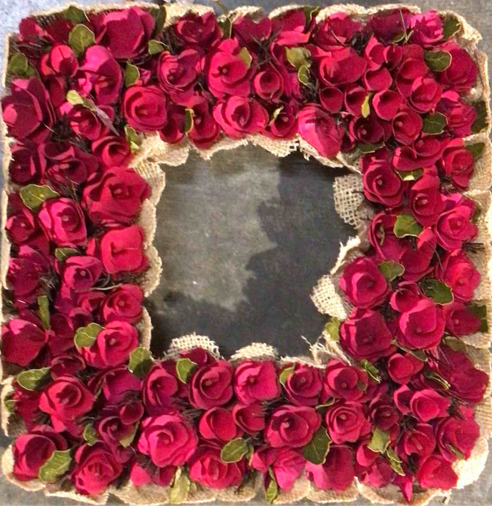 15.75” Red Square Roses Wreath 