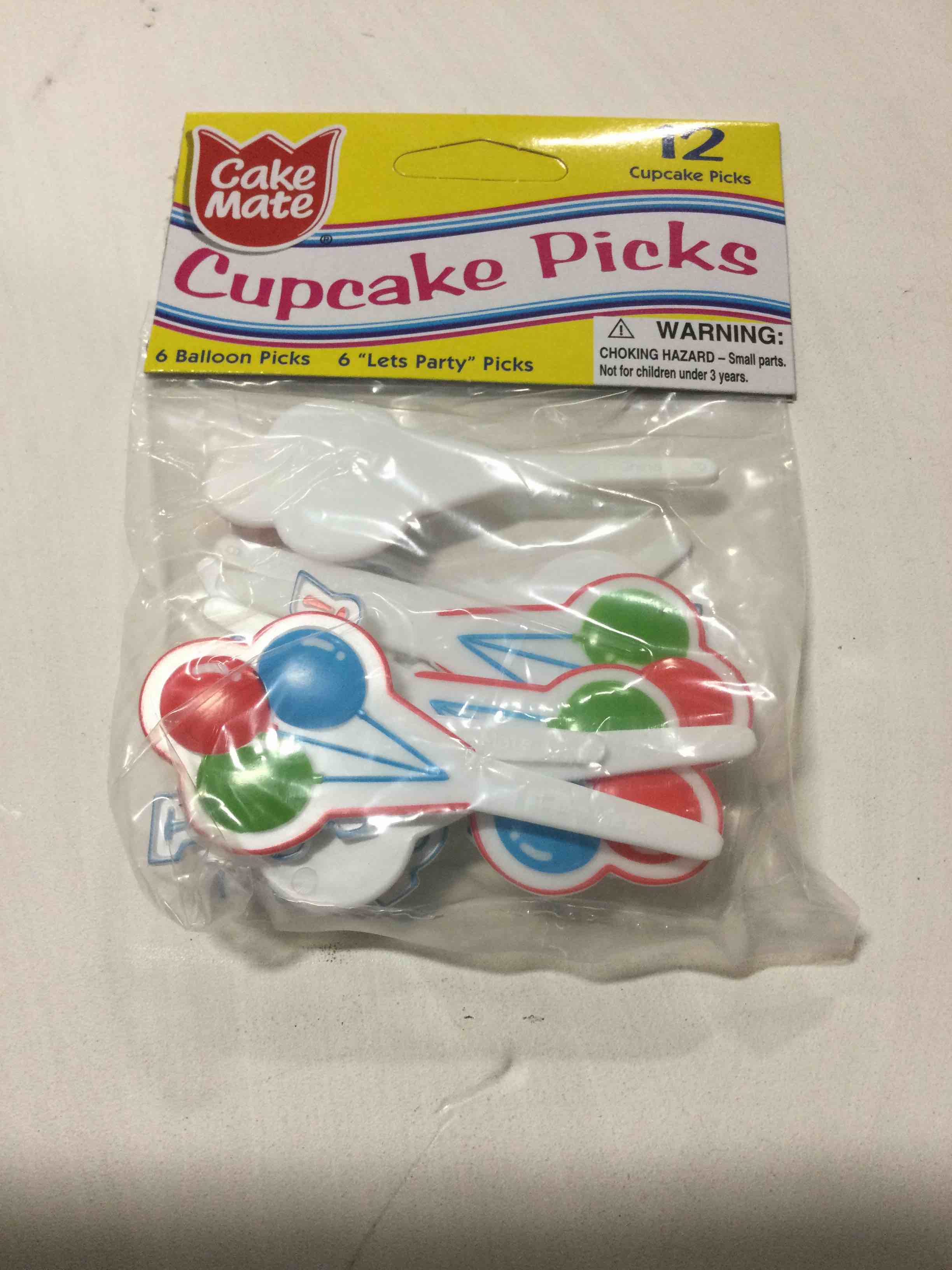 Cake Mate Lets Party And Balloon Cupcake Picks, Multicolor Pack of 12