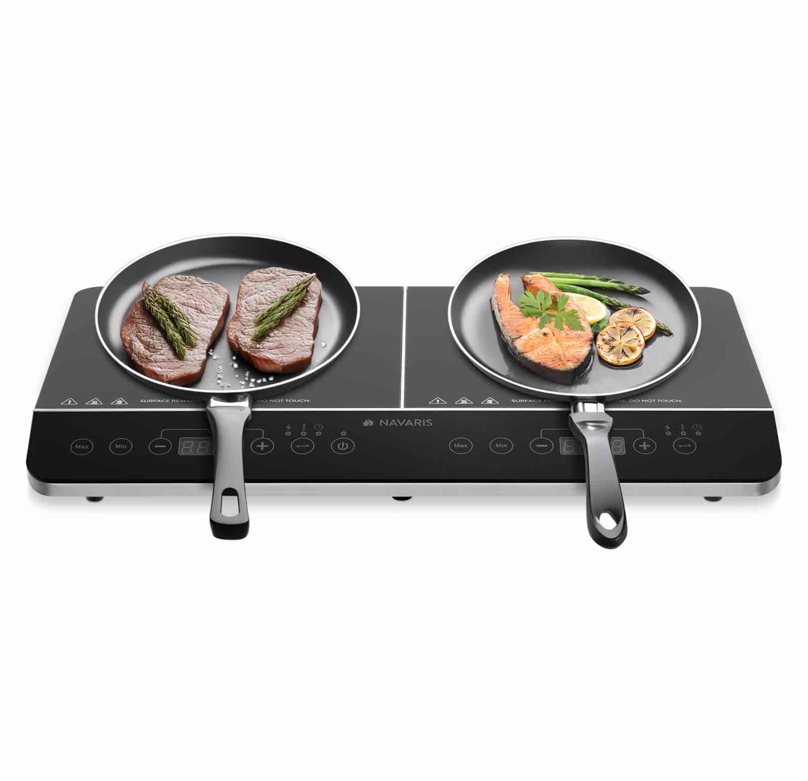 not tested - Navaris Double Induction Cooktop - Portable Dual Countertop Electric Stove Burner Cook-Top Hot Plate with 2 Hobs for Cooking - 24 x 14 x 3 Inches