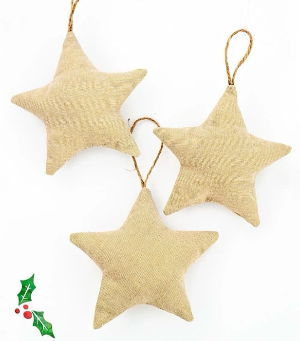 Holiday Style Knit Star Ornaments, Beige