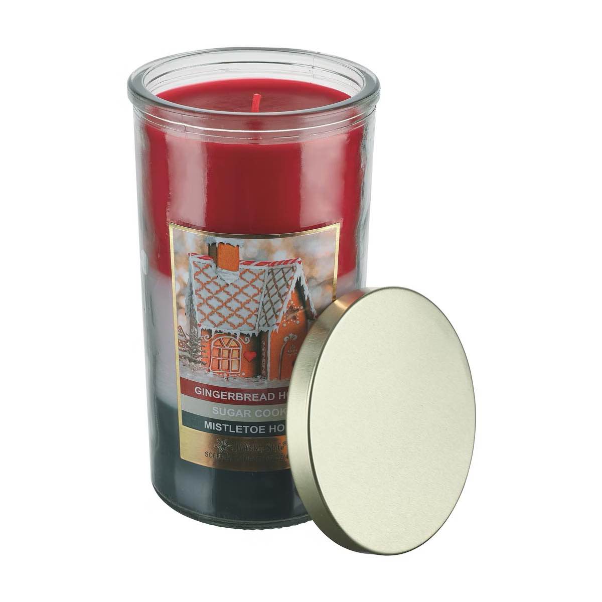 Holiday Style Triple Scent Candle Gingerbread House/Sugar Cookie/ Mistletoe Holly 17oz.