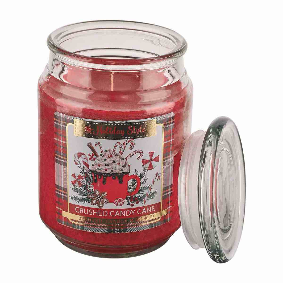 Holiday Style Crushed Candy Cane Scented Candle, 18 oz