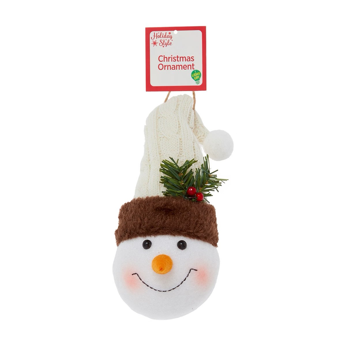 Holiday Style Christmas Light-Up Snowman Ornament