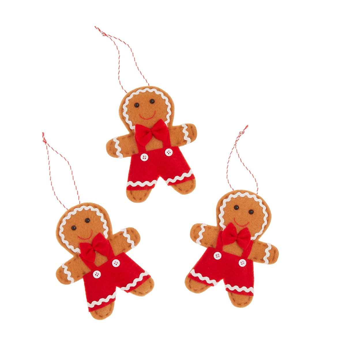 Holiday Style Gingerbread Ornament, 3 ct -Red