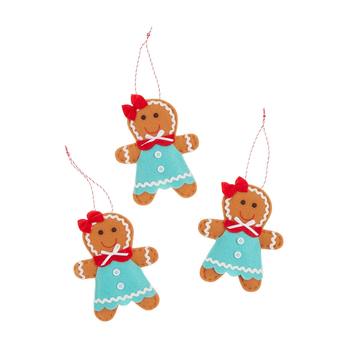Holiday Style Gingerbread Ornament, 3 ct -Blue
