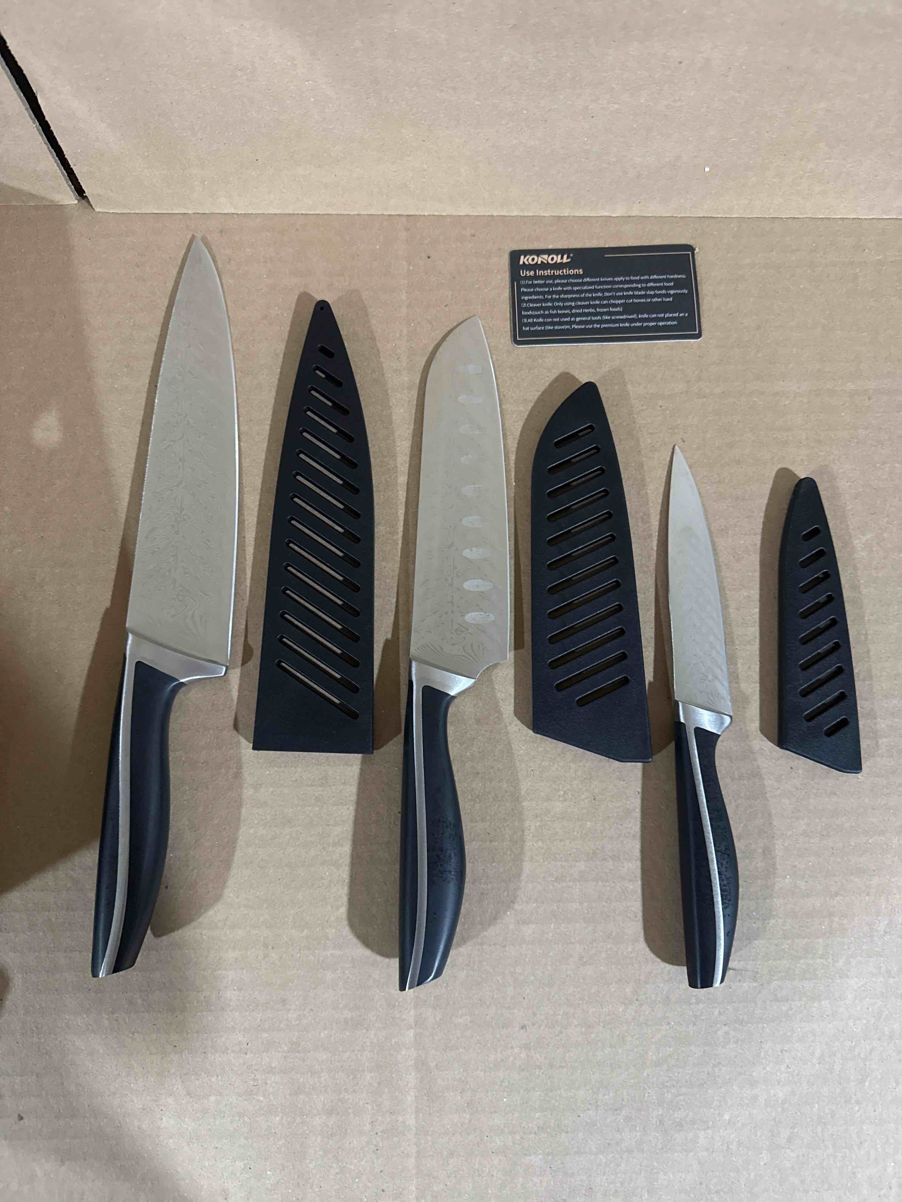konoll three piece, professional knife, set Japanese steel