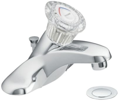 Single Knob Lavatory Faucet with 3-5/8 Inch Reach, 5 Inch Height, 1/2 Inch IPS Connections, Metal Drain Assembly and Removable Plug Bottom: Chrome