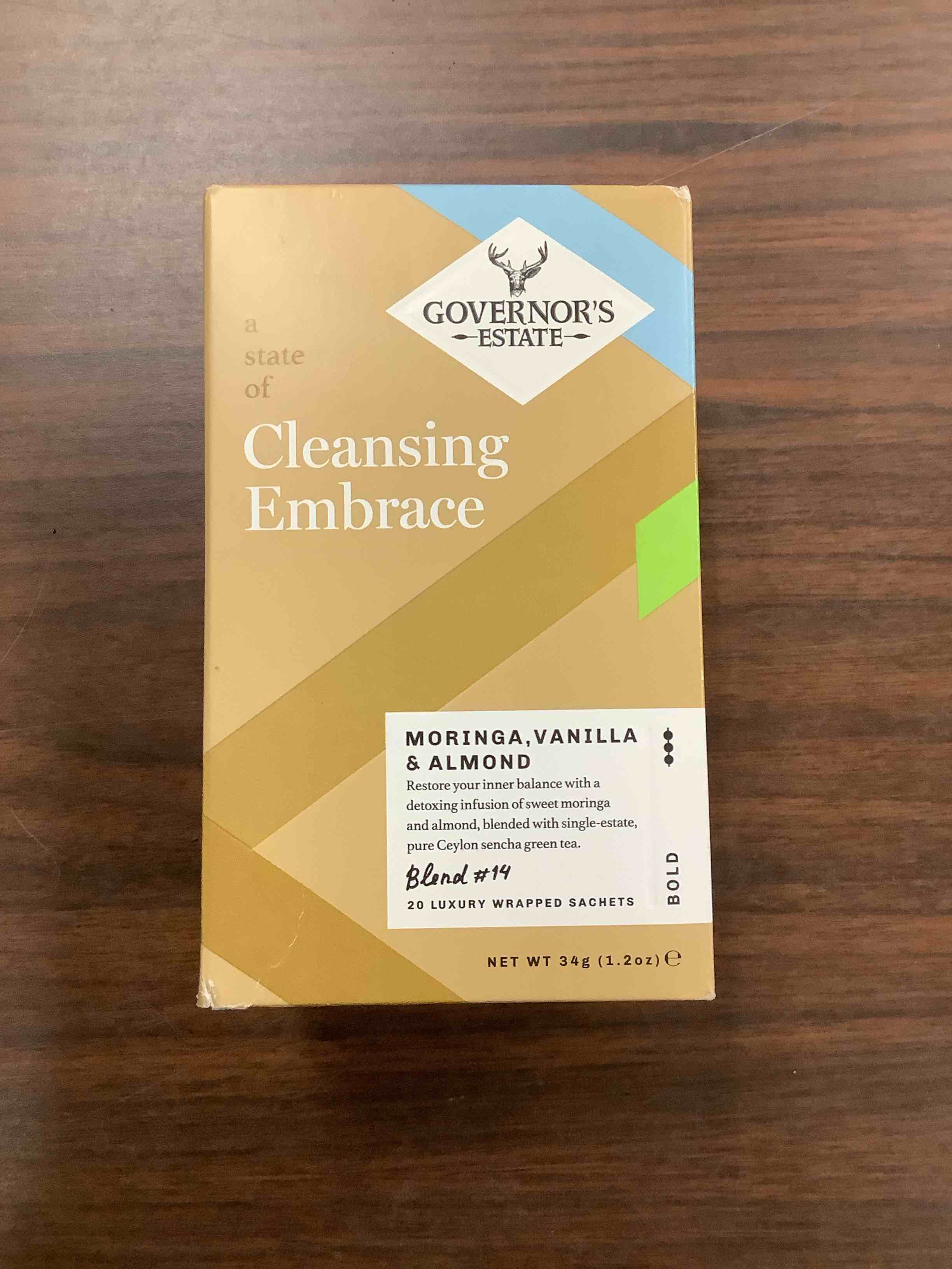 Governors Estate Tea Cleansing Embrace Morning Vanilla & Almond 20 Packets (BB 11/23)