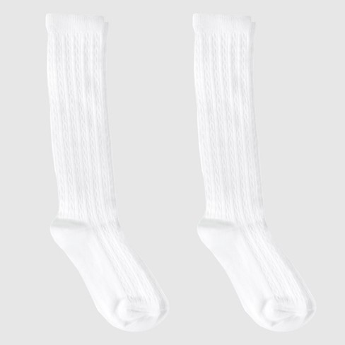Size Medium GirlsCasual Socks Cat & Jack 2Pk Fresh White 