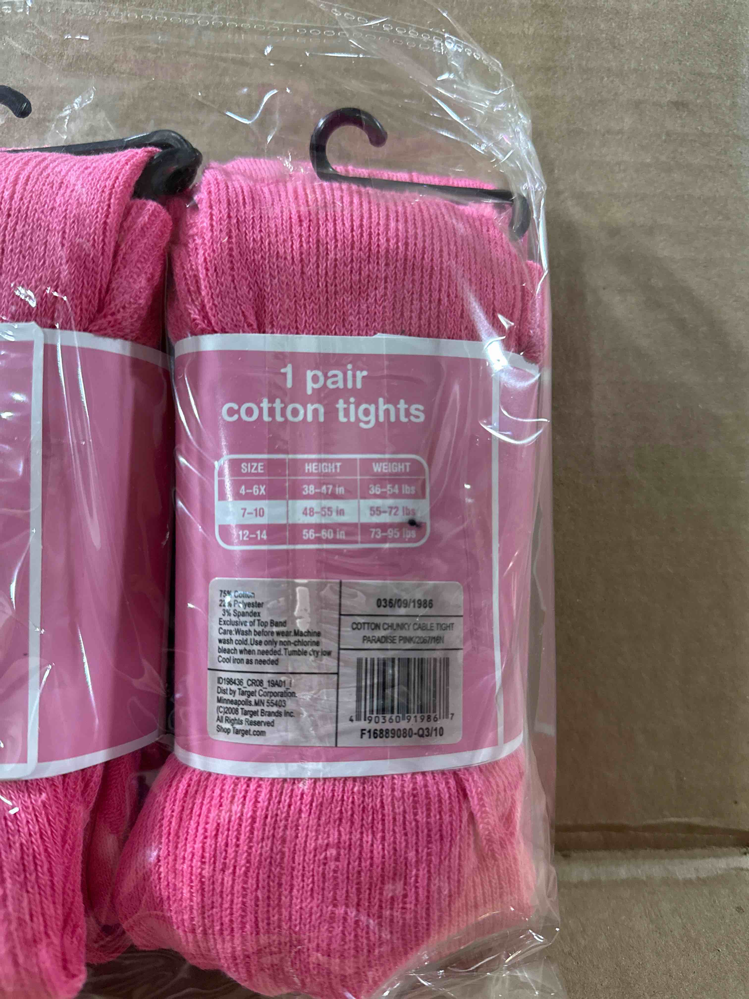 Condition photo showing New/Like New for Size 7-10 Circo Girls Tights - Paradise Pink 