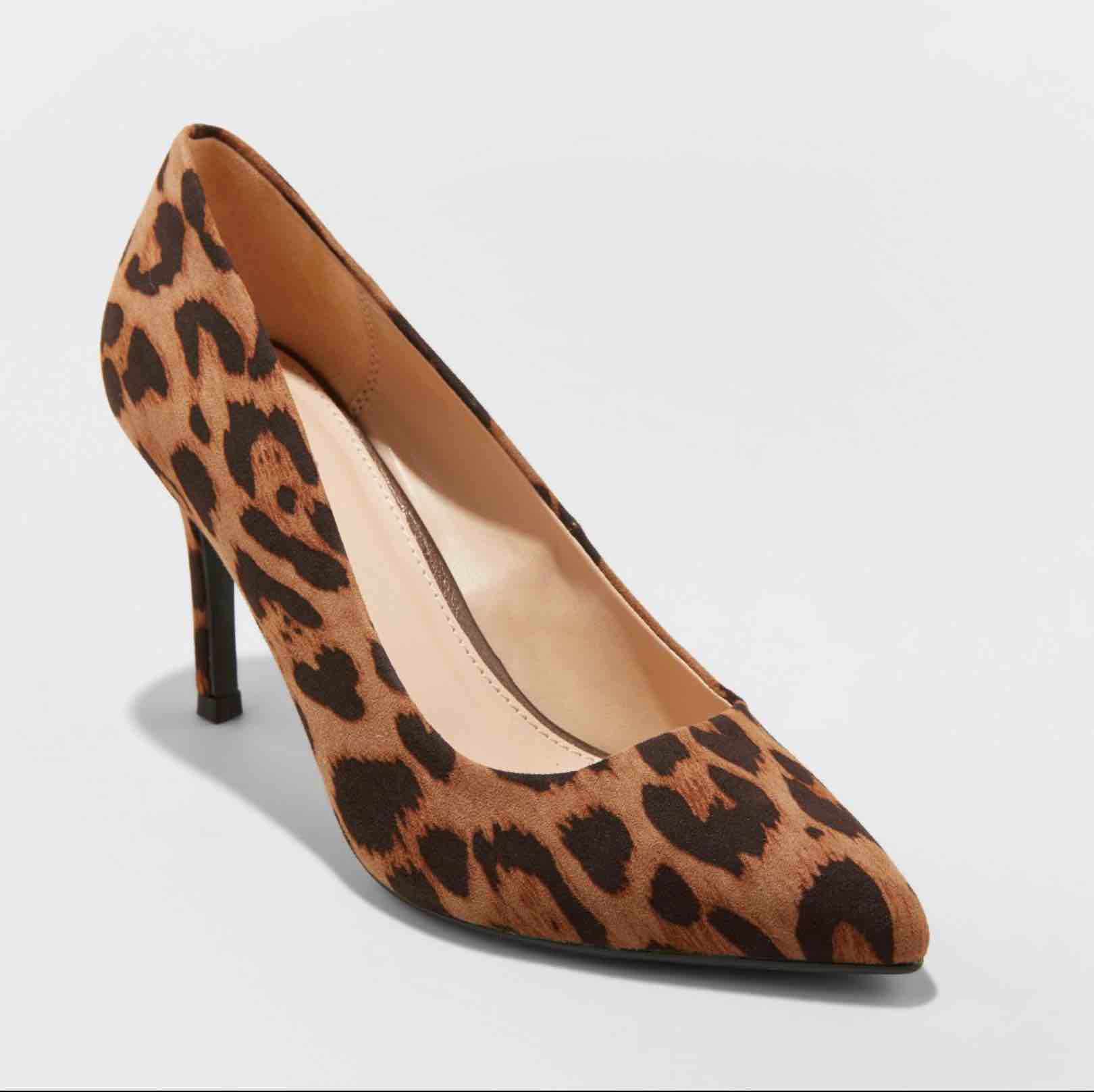Size 11 Women's Gemma Faux Leather Leopard Pointed Toe Heeled Pumps, Brown