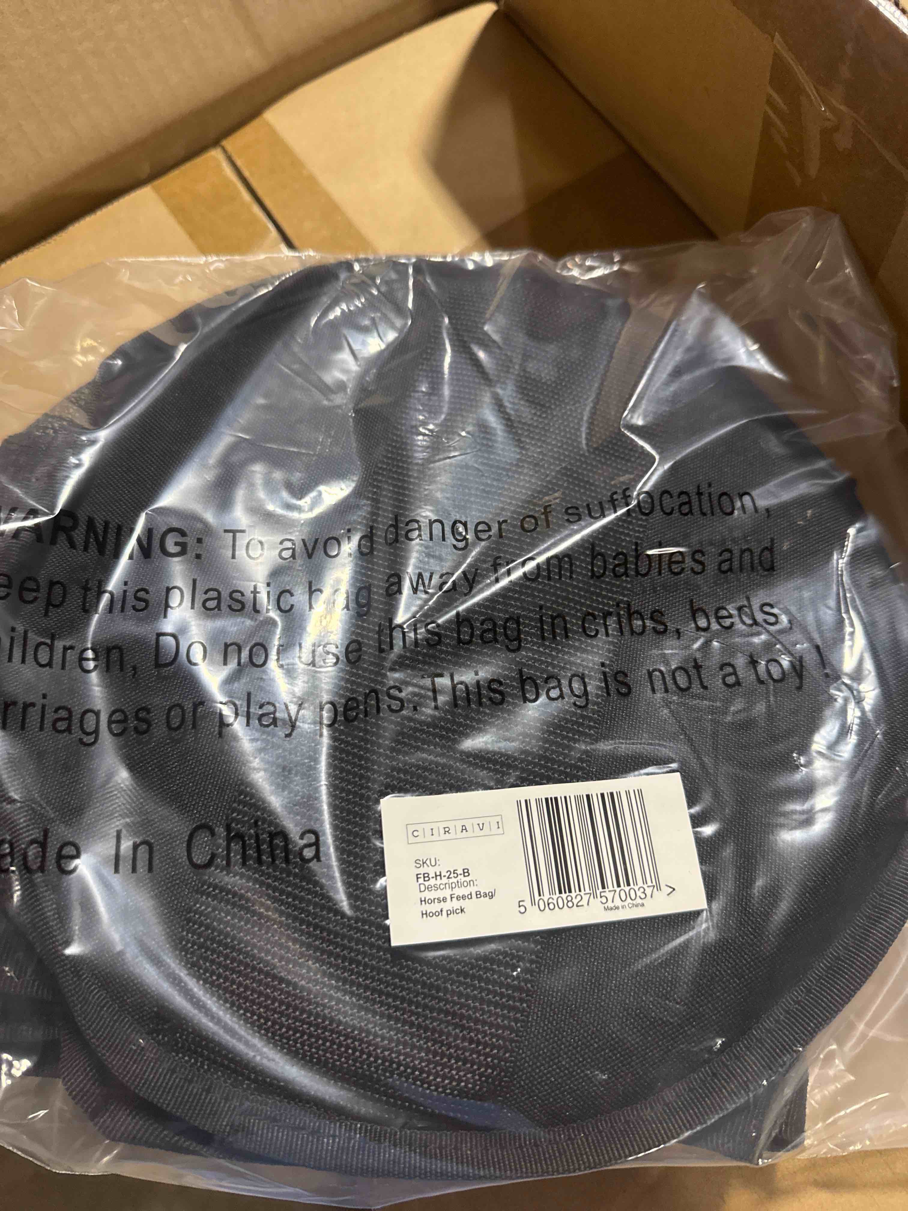Condition photo showing Brand New for ciravi horse feed bag/hoof pick 