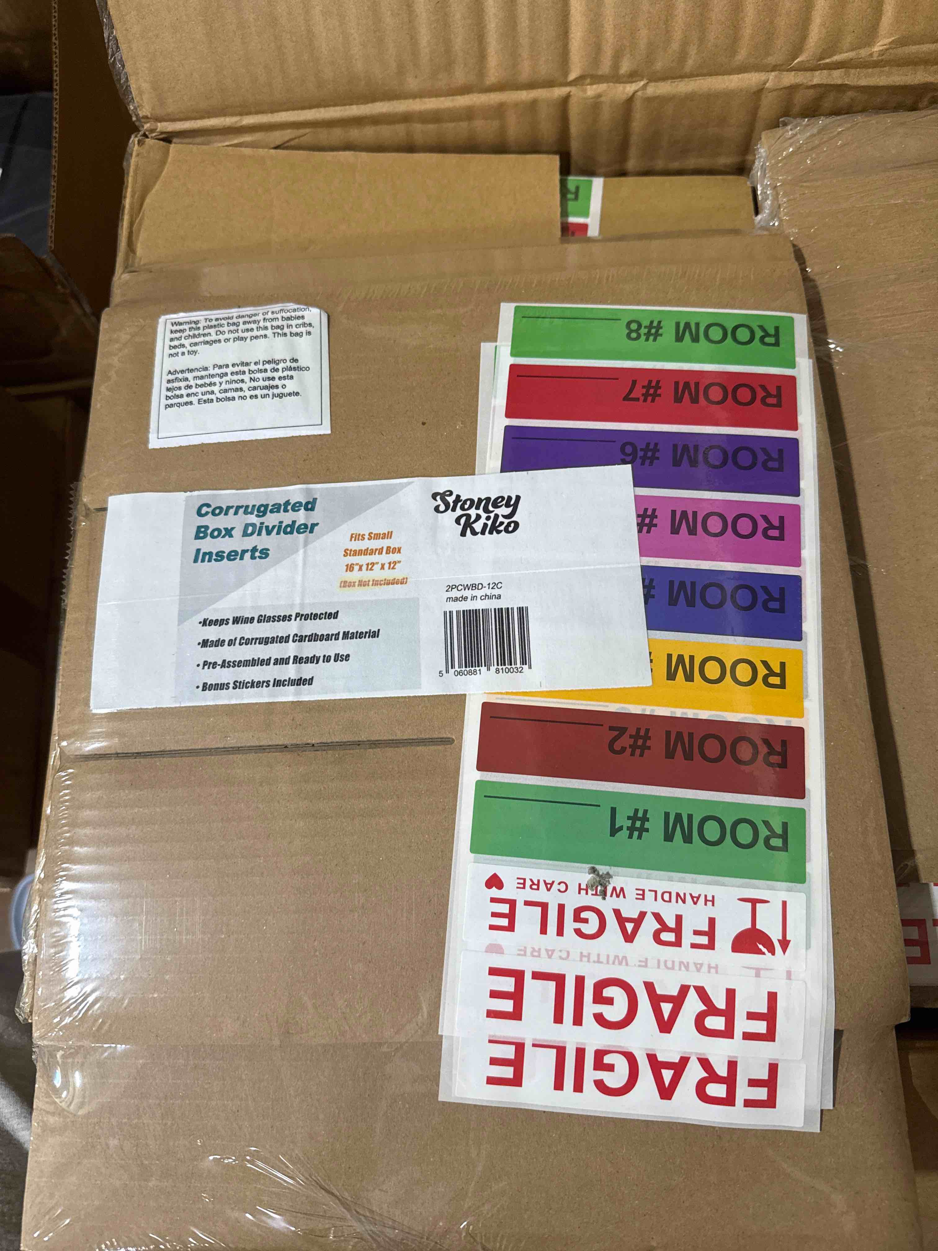 Condition photo showing Brand New for small standard box 16“ x 12“ x 12“corrugated box divider inserts