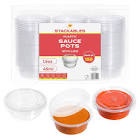 Pack of 150 Stackables Plastic Sauce Pots With Lids 1.5oz.