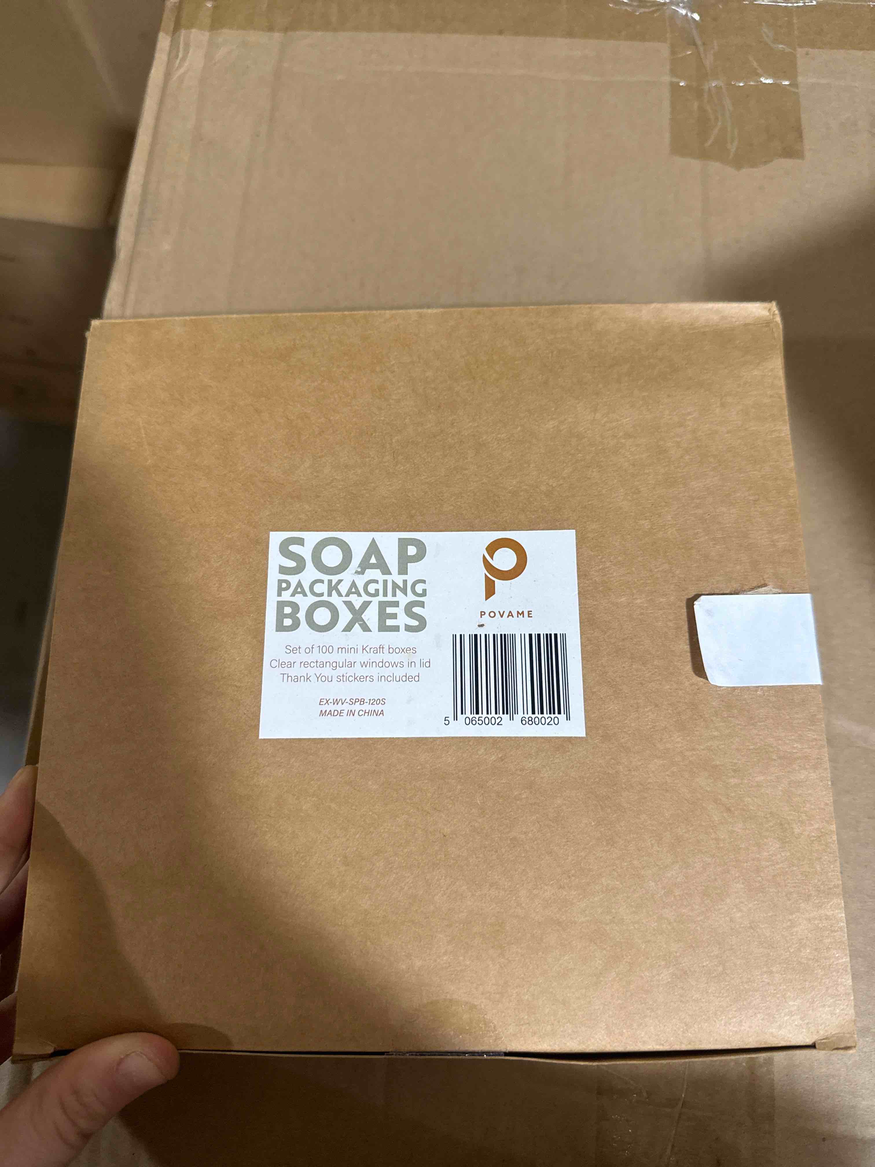 Condition photo showing Brand New for 100 pack soap packing boxes set a 100 mini craft boxes, clear rectangular window and lid thank you stickers included