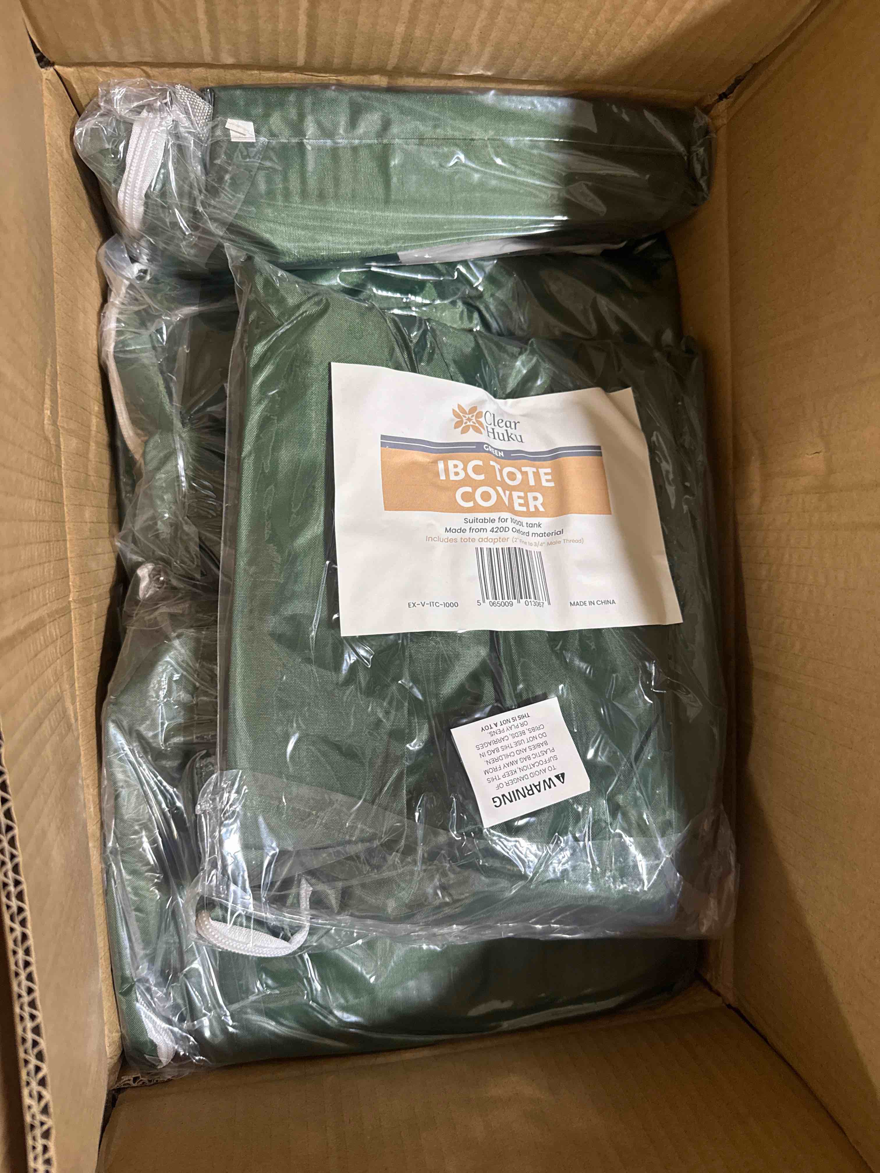 Condition photo showing Brand New for clear huku green ibc tote cover 