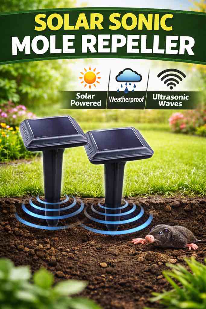 2 pack Solar Sonic Mole Repeller 